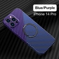 thumbnail image 1 of SaniMore Case for iPhone 14 Pro 6.1" 2022, Carbon Fibre Texture Shockproof Anti-drop Anti-fingerprint Lens All-inclusive Heavy Duty Protective Wireless Charging Magnetic Case, Blue & Purple, 1 of 7