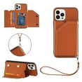 thumbnail image 1 of SaniMore Case for iPhone 14 Pro 6.1" 2022 with Detachable Wrist Strap, [Flip Wallet & Card Slots & Flip Kickstand] PU Leather Wear-resistant Shockproof Anti-fall Luxury Cover for iPhone 14 Pro, Brown, 1 of 6