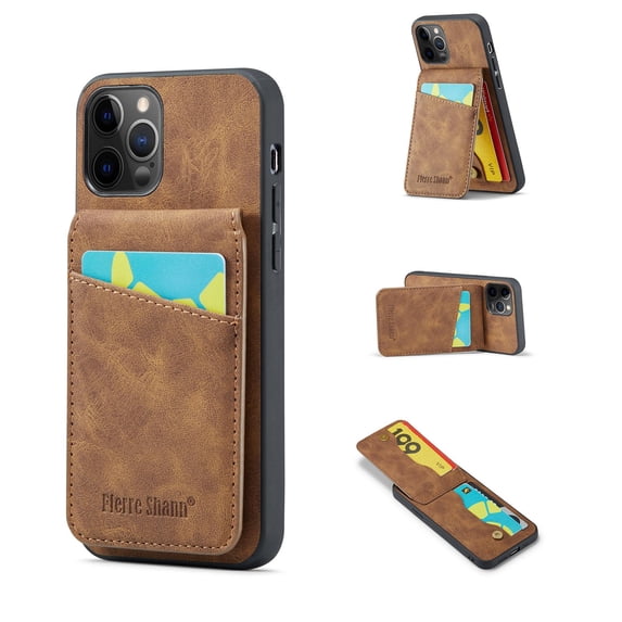SaniMore Case for iPhone 14 Pro 6.1" 2022 with RFID Blocking Card Holder & Flip Kickstand, PU Leather Shockproof Anti-fall Protective Retro Durable Cover for Men Women, Brown