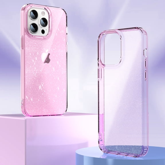 SaniMore Case for iPhone 14 Pro 6.1 inch 2022 Release, Ultra-slim with Built-in Anti-drop Corners Blitter Bling Soft TPU Backplane Shockproof Shell for iPhone 14 Pro, Pink