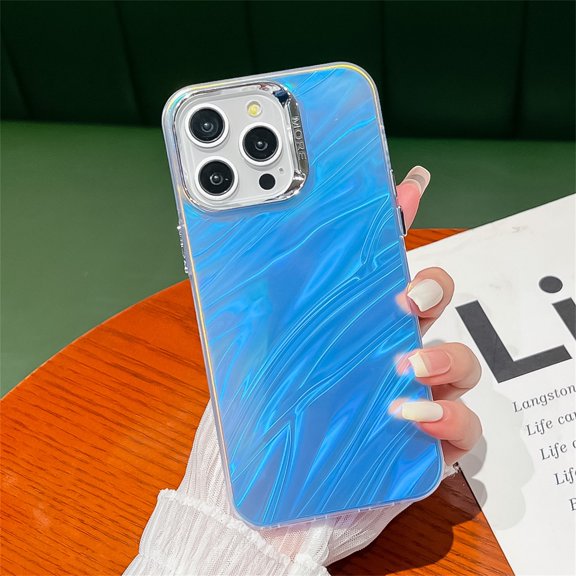 SaniMore Case for iPhone 14 Pro, Electroplating Laser Frosted Stylish for Girls Women Slim Lightweight Shockproof Anti-fall Shell for iPhone 14 Pro(6.1" 2022), D-Blue