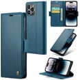 thumbnail image 1 of SaniMore Case for iPhone 14 Pro Max (6.7" 2022), [3 Card Holder] Slots Folio PU Leather Skin, [RFID Blocking] Stand Flip Case with [TPU Shockproof Interior Phone Cover], Blue, 1 of 11