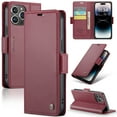 thumbnail image 1 of SaniMore Case for iPhone 14 Pro Max (6.7" 2022), [3 Card Holder] Slots Folio PU Leather Skin, [RFID Blocking] Stand Flip Case with [TPU Shockproof Interior Phone Cover], Wine, 1 of 11