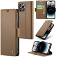 thumbnail image 1 of SaniMore Case for iPhone 14 Pro Max (6.7" 2022), [3 Card Holder] Slots Folio PU Leather Skin, [RFID Blocking] Stand Flip Case with [TPU Shockproof Interior Phone Cover], Brown, 1 of 11