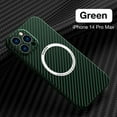 thumbnail image 1 of SaniMore Case for iPhone 14 Pro Max 6.7" 2022, Carbon Fibre Texture Anti-drop Anti-fingerprint Lens All-inclusive Heavy Duty Protective Slim Light Wireless Charging Magnetic Case, Green, 1 of 7