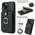 thumbnail image 1 of SaniMore Case for iPhone 14 Pro Max 6.7" 2022 with Card Holder & 360 Defree Rotating Ring Kickstand, RFID Blocking PU Leather Shockproof Anti-fall Protective Cover for iPhone 14 Pro Max, Darkgreen, 1 of 9