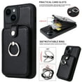 thumbnail image 1 of SaniMore Case for iPhone 14 Pro Max 6.7" 2022 with Card Holder & 360 Defree Rotating Ring Kickstand, RFID Blocking PU Leather Shockproof Anti-fall Protective Cover for iPhone 14 Pro Max, Black, 1 of 9