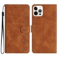 thumbnail image 1 of SaniMore Case for iPhone 14 Pro Max 6.7" 2022, [Card Slots + Cash Pocket] Removeable Wrist Strap PU Leather Embossed Butterfly Flip Kickstand Magnetic Clasp Full Body Protective Shell, Brown, 1 of 7