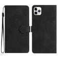 thumbnail image 1 of SaniMore Case for iPhone 14 Pro Max 6.7" 2022, [Card Slots + Cash Pocket + Removeable Wrist Strap] PU Leather Embossed Flower Flip Kickstand 360° All-around Protective Wallet Shell, Black, 1 of 9