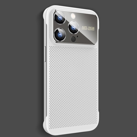 SaniMore Case for iPhone 14 Pro Max (6.7" 2022), Heat Dissipation No-bumper Design Ultra-slim, Large Visual Window Durable Carbon Fiber Texture Frameless Matte Hard Cover For iPhone 14 Pro Max, White