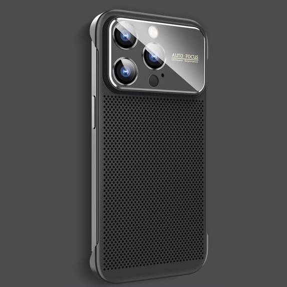 SaniMore Case for iPhone 14 Pro Max (6.7" 2022), Heat Dissipation No-bumper Design Ultra-slim, Large Visual Window Durable Carbon Fiber Texture Frameless Matte Hard Cover For iPhone 14 Pro Max, Black