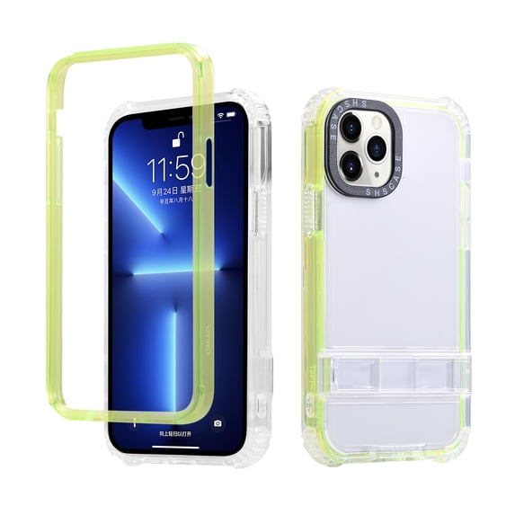 SaniMore Case for iPhone 14 Pro Max 6.7" 2022, Invisible Hidden Kickstand Crystal-clear Backlplane Shockproof Stylish Bumper Soft TPU Lens All-inclusive Shell For iPhone 14 Pro Max, Green