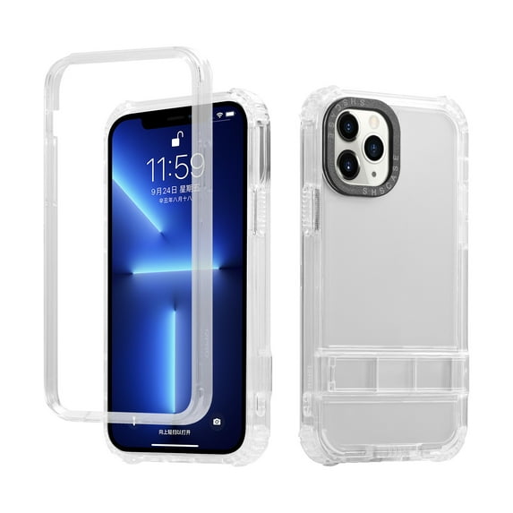 SaniMore Case for iPhone 14 Pro Max 6.7" 2022, Invisible Hidden Kickstand Crystal-clear Backlplane Shockproof Stylish Bumper Soft TPU Lens All-inclusive Shell For iPhone 14 Pro Max, White