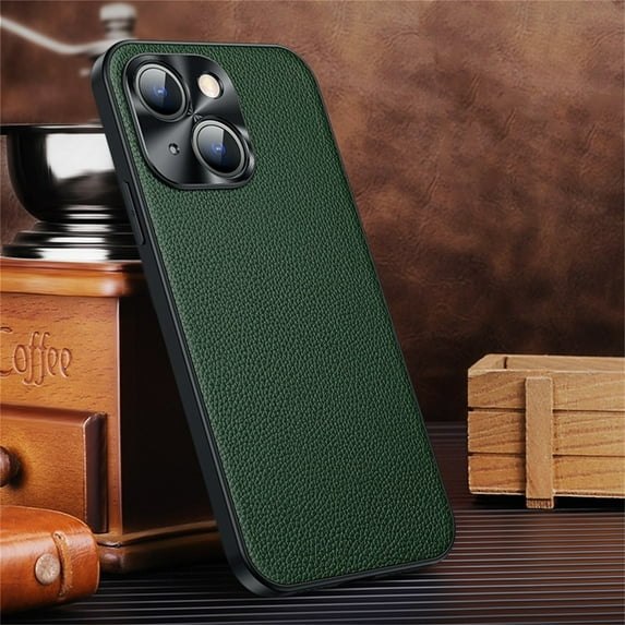 SaniMore Case for iPhone 14 Pro Max 6.7" 2022, Lychee PU Leather Skin & Rugged PC Back Cover Len Frame Ultra-thin Lightweight Anti-fall Shockproof Protective Cover For iPhone 14 Pro Max, Green