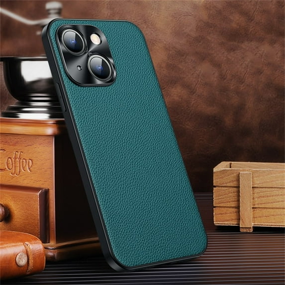 SaniMore Case for iPhone 14 Pro Max 6.7" 2022, Lychee PU Leather Skin & Rugged PC Back Cover Len Frame Ultra-thin Lightweight Anti-fall Shockproof Protective Cover For iPhone 14 Pro Max, Blue