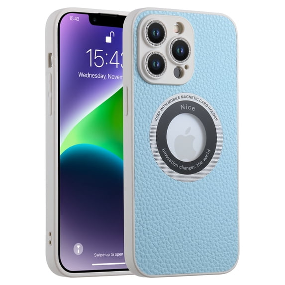 SaniMore Case for iPhone 14 Pro Max 6.7" 2022, PU Leather Skin Shockproof Soft Elastic TPU Backplane Magnetic Shell Wireless Charging Slim Lightweight Protective Cover, Blue