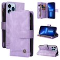 thumbnail image 1 of SaniMore Case for iPhone 14 Pro Max 6.7" 2022, PU Leather Zipper Wallet Cover [RFID Blocking] Card Slot Magnetic Clsap Flip Folio with Wrist/Crossbody Strap Kickstand Full Protective Cover, Purple, 1 of 16
