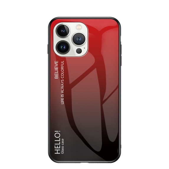 SaniMore Case for iPhone 14 Pro Max 6.7" 2022, Rugged PC Back & TPU Bumpers 3-Layer Shock Absorbing Ultra-Thin Gradient Glass Anti-Fall Shock Absorption Shell for iPhone 14 Pro Max, Red