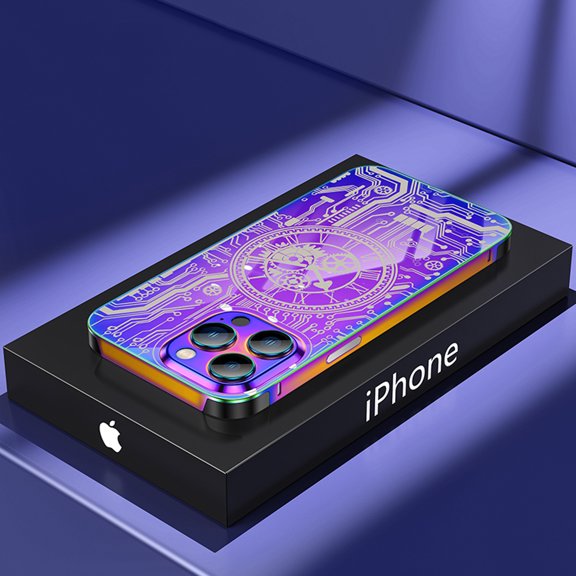 SaniMore Case for iPhone 14 Pro Max (6.7" 2022), Stainless Steels Backplane Anti-fingerprint [Stylish Design] Slim Lightweight Heavy Duty Protective Shell Shockproof Anti-fall, #2 Colorful Purple