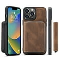 thumbnail image 1 of SaniMore Case for iPhone 14 Pro Max 6.7", PU Leather Case Detachable Magnetic Zipper Wallet Card Slots Kickstand Wireless Charging Anti-drop Shockproof 360° Protection Case, Brown, 1 of 10