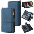 thumbnail image 1 of SaniMore Case for iPhone 14 Pro Max 6.7", PU Leather Case Zipper Wallet + Card Holder + Detachable Wrist Strap Kickstand Magnetic Clasp 360°Full Protective Shockproof Anti-drop Business Case, Blue, 1 of 12