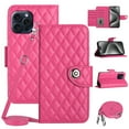 thumbnail image 1 of SaniMore Case for iPhone 14 Pro Max, PU Leather 3D Lattice Stylish for Girls Crossbody Lanyard Flip Kickstand Card Slots Cash Pocket Magnetic Clasp Full Protective Shockproof Wallet Shell, Rose, 1 of 7