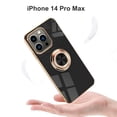 thumbnail image 1 of SaniMore Case for iPhone 14 Pro Max, Shockproof TPU Backplane + Eletric Plating Border 360 Degree Rotating Ring/Holder Stand Feature Magnetic Car Mount Anti-drop Heavy Duty Protective Case, Black, 1 of 9