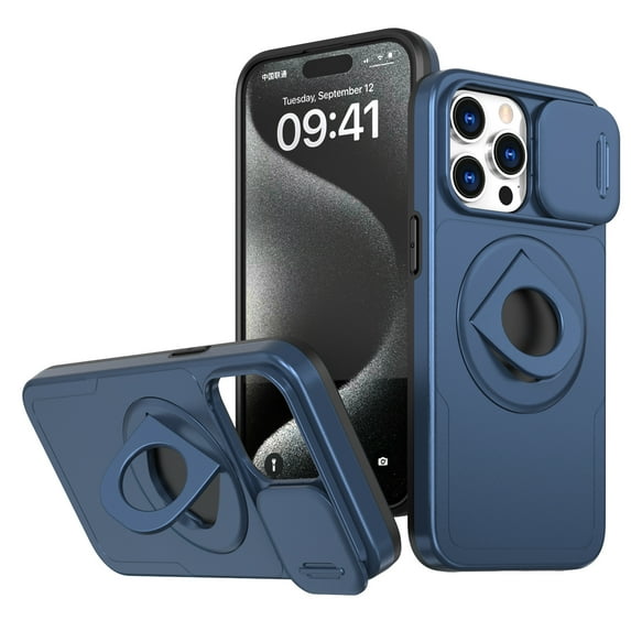 SaniMore Case for iPhone 14 Pro, Slidng Camera Window with Kickstand Holder, Magnetic Car Mount, Function Slim Fit Protection Shockproof Anti-fall Magnetic Cover for iPhone 14 Pro, Blue