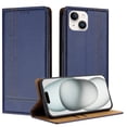 thumbnail image 1 of SaniMore Case for iPhone 14, Wear-resistant PU Leather Retro Durable TPU Shell Flip Folio Stand, Full Body Protection Magnetic Clasp Business Shell for iPhone 14(6.1" 2022), Blue, 1 of 7
