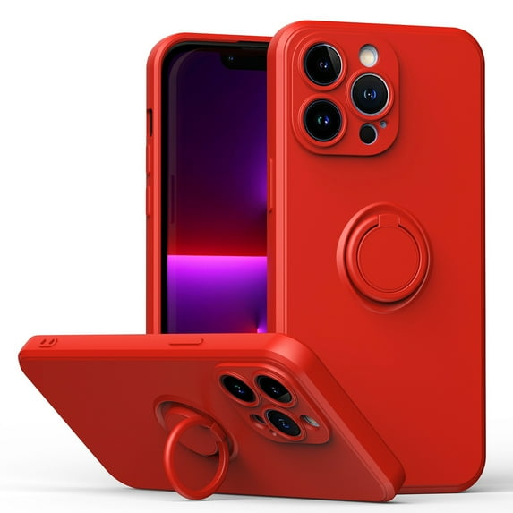 SaniMore Case for iPhone 15 6.1" 2023, Shockproof TPU Backplane & Hidden 360 Degree Rotating Kickstand Magnetic Car Mount Shock Absorption Anti-slip Anti-fall Full-protective Shell, Red