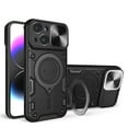 thumbnail image 1 of SaniMore Case for iPhone 15 Plus (6.7" 2023), [Magnetic Car Mount] Hidden 360°Rotation Ring Kickstand + Slide Lens Cover Hybird Heavy Duty Protective Shell [Shockproof Anti-fall], Black, 1 of 11