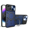 thumbnail image 1 of SaniMore Case for iPhone 15 Plus (6.7" 2023), [Magnetic Car Mount] Hidden 360°Rotation Ring Kickstand + Slide Lens Cover Hybird Heavy Duty Protective Shell [Shockproof Anti-fall], Blue, 1 of 11