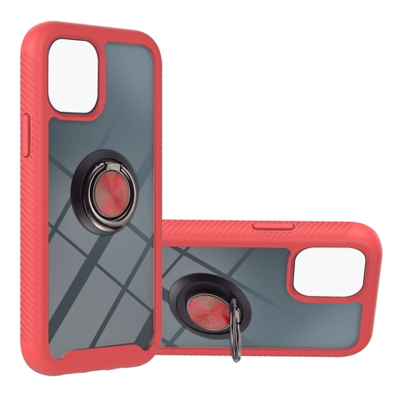 SaniMore Case for iPhone 15 Plus 6.7" 2023 Release, Rugged PC Backplane Shockproof TPU Bumper 360° Rotatng Ring/Kickstand Anti-drop Heavy Duty Protective Cover for iPhone 15 Plus, Red