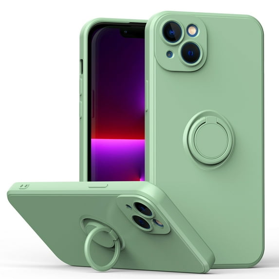 SaniMore Case for iPhone 15 Plus 6.7" 2023, Shockproof TPU Backplane & Hidden 360 Degree Rotating Kickstand Magnetic Car Mount Shock Absorption Anti-slip Anti-fall Full-protective Shell, Mint