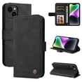 thumbnail image 1 of SaniMore Case for iPhone 15 Plus 6.7" 2023 with Wrist/Crossbody Strap,Retro PU Leather Anti-scratch Card Slots Cash Pocket Kickstand Shockproof Anti-drop Wallet Business Cover For iPhone 15 Plus,Black, 1 of 11