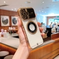 thumbnail image 1 of SaniMore Case for iPhone 15 Pro (6.1" 2023), Large Window Magnetic Absorption Glass Electroplating Shockproof Bumper with Stylish Love Heart, Magnifier Rugged PC Shell for iPhone 15 Pro, Gold, 1 of 13