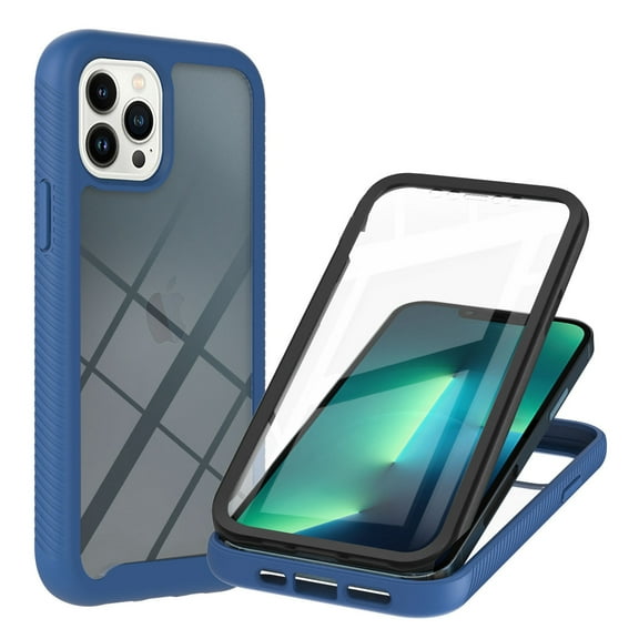 SaniMore Case for iPhone 15 Pro 6.1" 2023 Release, Rugged PC Backplane Soft Silicone Bumper Shockproof Drop Resistant Built-in Screen Protector Wireless Charging Slim & Light Cover, Blue