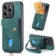 thumbnail image 1 of SaniMore Case for iPhone 15 Pro Max 6.7" 2023, [Flip Card Slot Design Kickstand] Removeable Wrist Strap Magnetic Car Mount Wear-resistant PU Leather Skin Shockproof Anti-drop Shell, Green, 1 of 9