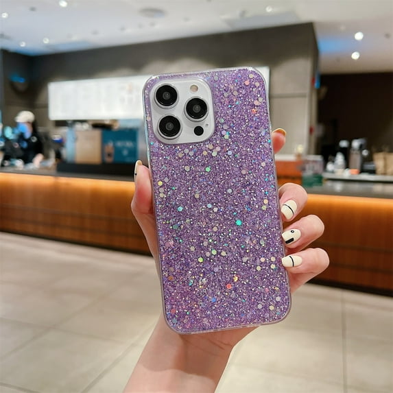 SaniMore Case for iPhone 15 Pro Max (6.7" 2023), Glitter Bling Backplane for Girls Women Luxury Fashion Shockproof Anti-drop Slim Lightweight Shell for iPhone 15 Pro Max 6.7" 2023, Purple