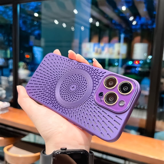 SaniMore Case for iPhone 15 Pro Max(6.7" 2023), PC Heat Dissipation Magnetic Cover Rugged Shockproof Skin-feel Anti-drop Camera Protection for iPhone 15 Pro Max(6.7" 2023), Darkpurple