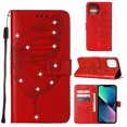 thumbnail image 1 of SaniMore Case for iPhone 15 Pro Max (6.7" 2023), PU Leather Luxury Embossed Butterfly Glitter Diamond [Wrist Strap & Card Slots & Flip Kickstand] Full-body Shockproof Wallet Cover, Red, 1 of 6