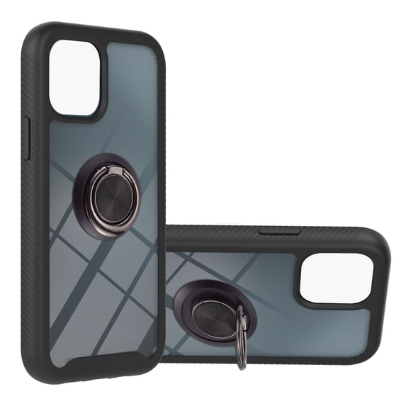 SaniMore Case for iPhone 15 Pro Max 6.7" 2023 Release, Rugged PC Backplane Shockproof TPU Bumper 360° Rotatng Ring/Kickstand Anti-drop Heavy Duty Protective Cover for iPhone 15 Pro Max, Black