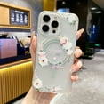 thumbnail image 1 of SaniMore Case for iPhone 15 Pro Max, Soft Shockproof Silicone Flower Glitter Bling Magnetic Shell Lens All-inclusive Wireless Charging Slim Lightweight Anti-yellow Ultra-clear Cover, White, 1 of 5