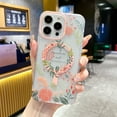 thumbnail image 1 of SaniMore Case for iPhone 15 Pro Max, Soft Shockproof Silicone Flower Glitter Bling Magnetic Shell Lens All-inclusive Wireless Charging Slim Lightweight Anti-yellow Ultra-clear Cover, Orange, 1 of 5