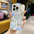 thumbnail image 1 of SaniMore Case for iPhone 15 Pro Max, Soft Shockproof Silicone Flower Glitter Bling Magnetic Shell Lens All-inclusive Wireless Charging Slim Lightweight Anti-yellow Ultra-clear Cover, Blue, 1 of 5