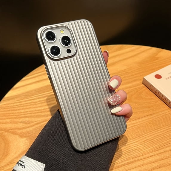SaniMore Case for iPhone 15 Pro, Rugged Pc Corrugated Backplane Anti-slip, Shockproof Anti-fall Slim Lighhtweight Full Protective Stylish Shell for iPhone 15 Pro, Gray