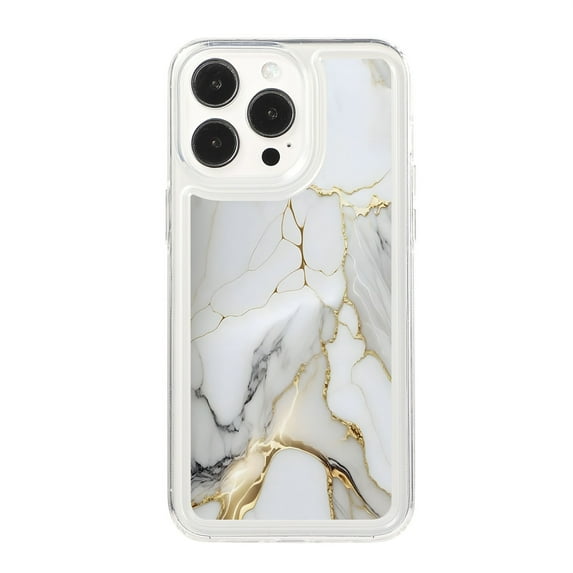 SaniMore Case for iPhone 15 Pro, Shockproof Ant-fall TPU Backplane Marble Stylish Pattern for Girls Women No-Yellowing Slim Lightweight for iPhone 15 Pro, White