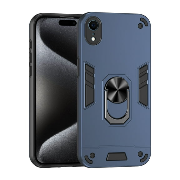 SaniMore Case for iPhone XR, Magnetic Car Mount 4ft Drop Tested Military Grade Protective Shockproof Anti-fall Rugged Rotating Bracket Anti-slip Shell for iPhone XR (6.1" 2018), Navyblue