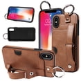 thumbnail image 1 of SaniMore Case for iPhone Xs Max, PU Leather Durable [Back Card Slots] Wristlet Kickstand Buckle Protective Bumper Cover Shockproof Anti-fall/Anti-scratch for Ladies, Brown, 1 of 11