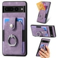 thumbnail image 1 of SaniMore Compatible with Google Pixel 7 Pro Case, Wallet Stand Elastic Credit Card Slot Magnetic Car Mount Ring Holder Premium PU Leather Protection Cover for Google Pixel 7 Pro 6.7-inch, Purple, 1 of 9